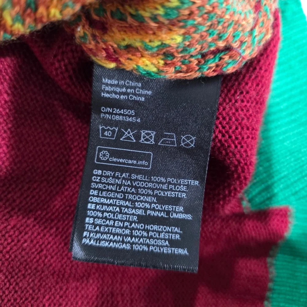 H&M Mens Ugly Christmas Sweater Size Large Red Fireplace 3D Stocking Holiday